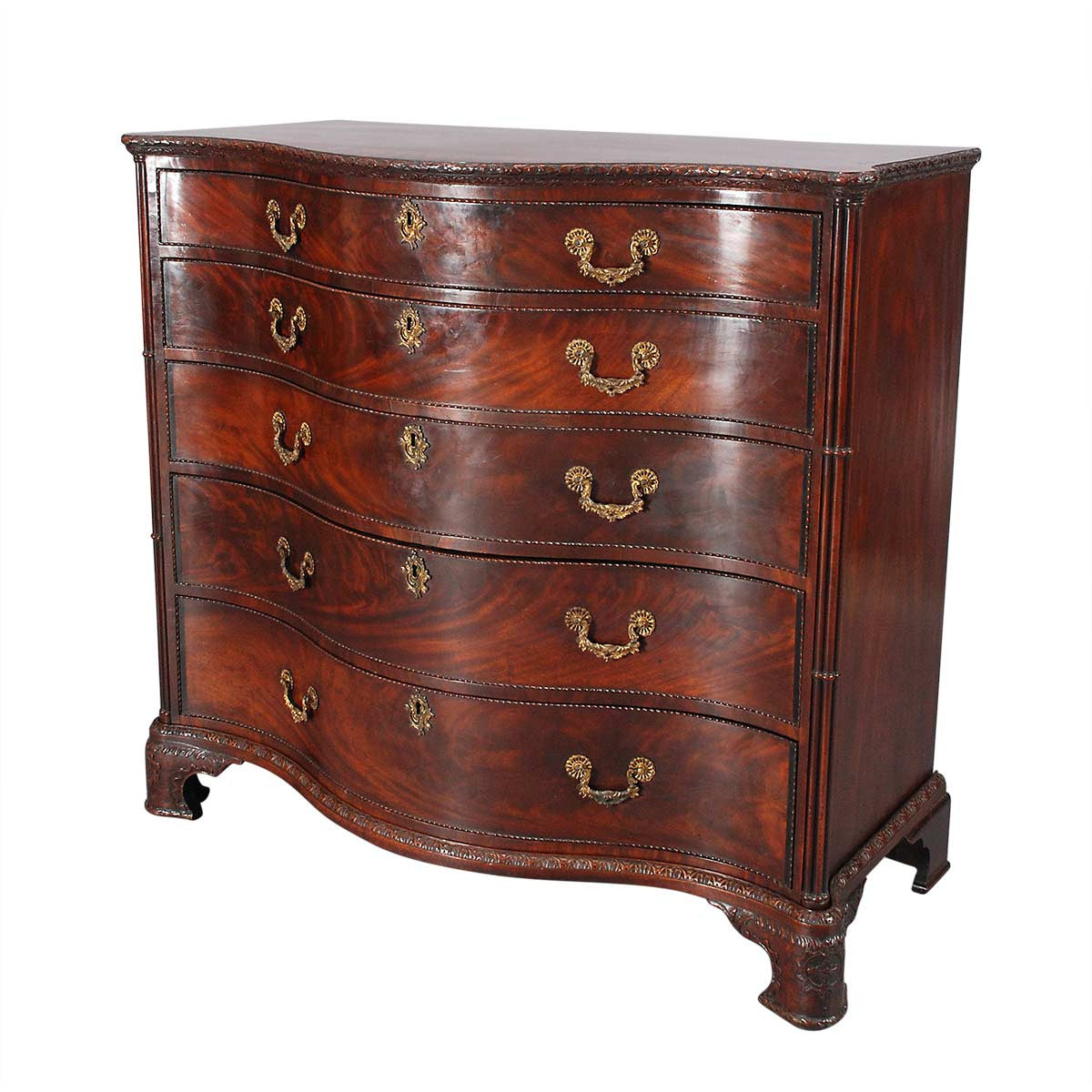 Large Serpentine Chest Of Five Drawers Jayne Thompson Antiques Inc