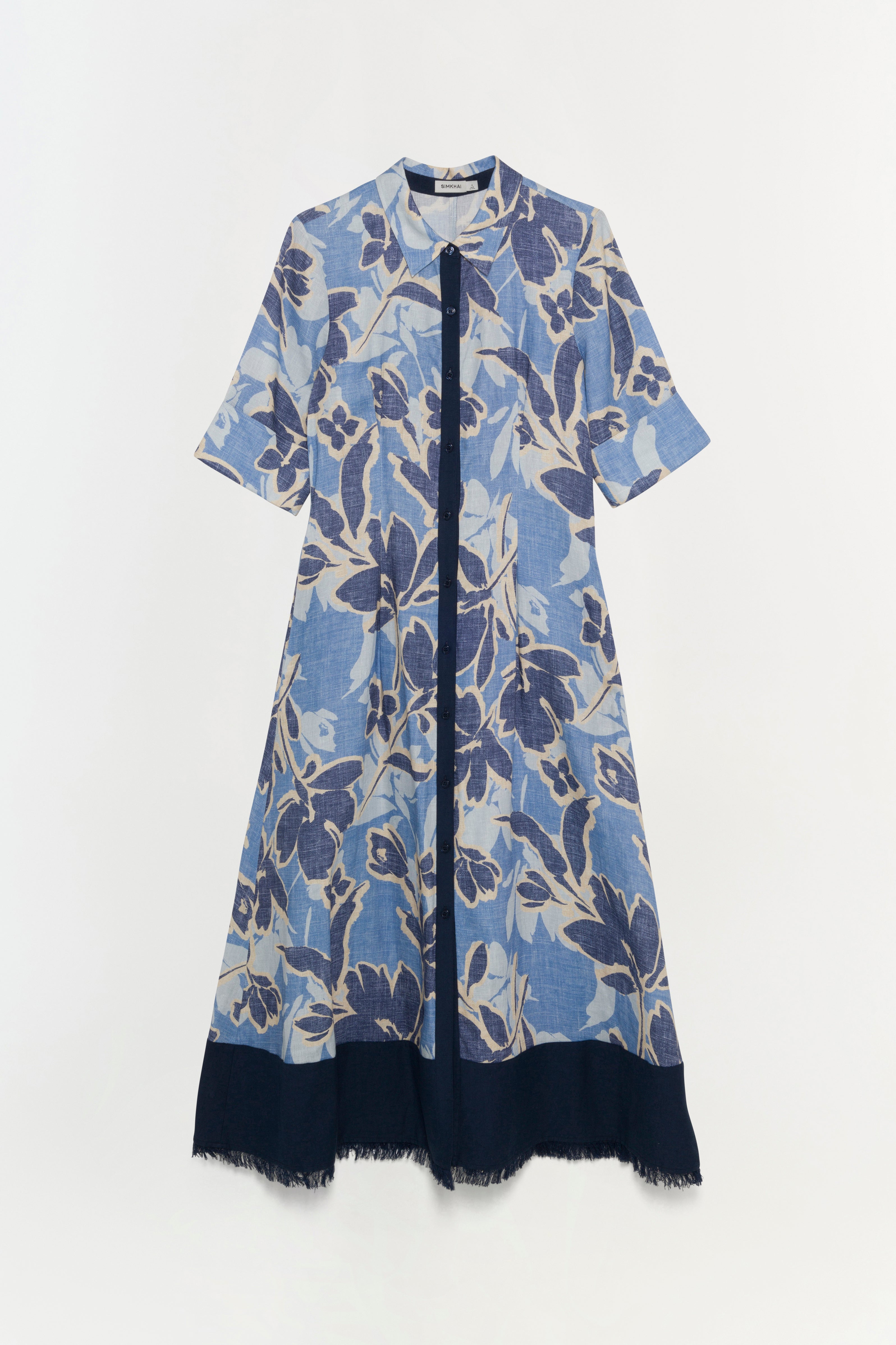 Simkhai Women's Claudine Linen Midi Dress In Blue Hydrangea Floral