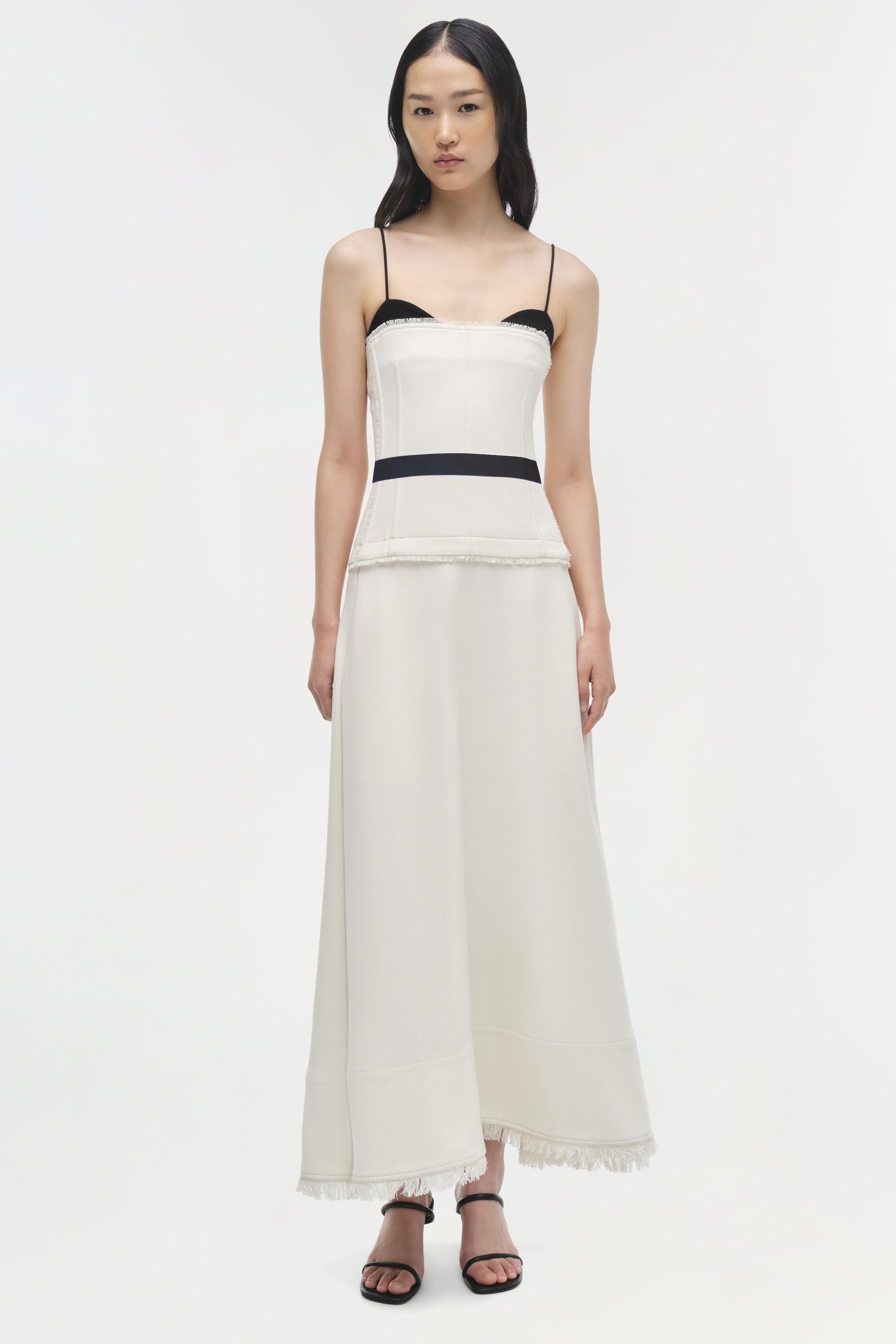 Simkhai Quinlin Bustier Midi Dress Snow Multi In Neutral