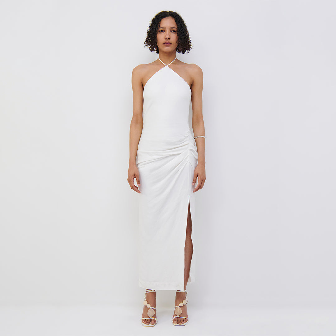 Jonathan Simkhai Devon Linen Dress In White | ModeSens