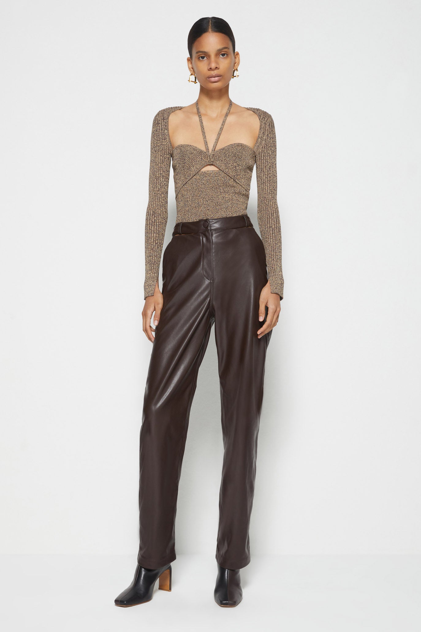 Fall/winter 2021 Ready-to-wear Amelia Vegan Leather Pant In Chocolate