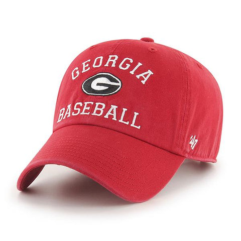 47 Brand NCAA University of Georgia Standing Bulldog Red Blue Hill Closer  Fitted Stretch Fit Mesh Back One Size Fits All Hat, Red/White