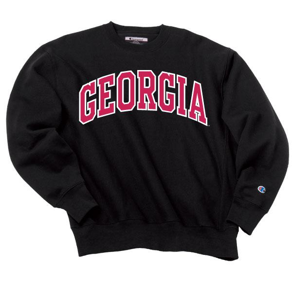 UGA Georgia Bulldogs Champion Reverse Weave Crew Sweatshirt - Black ...