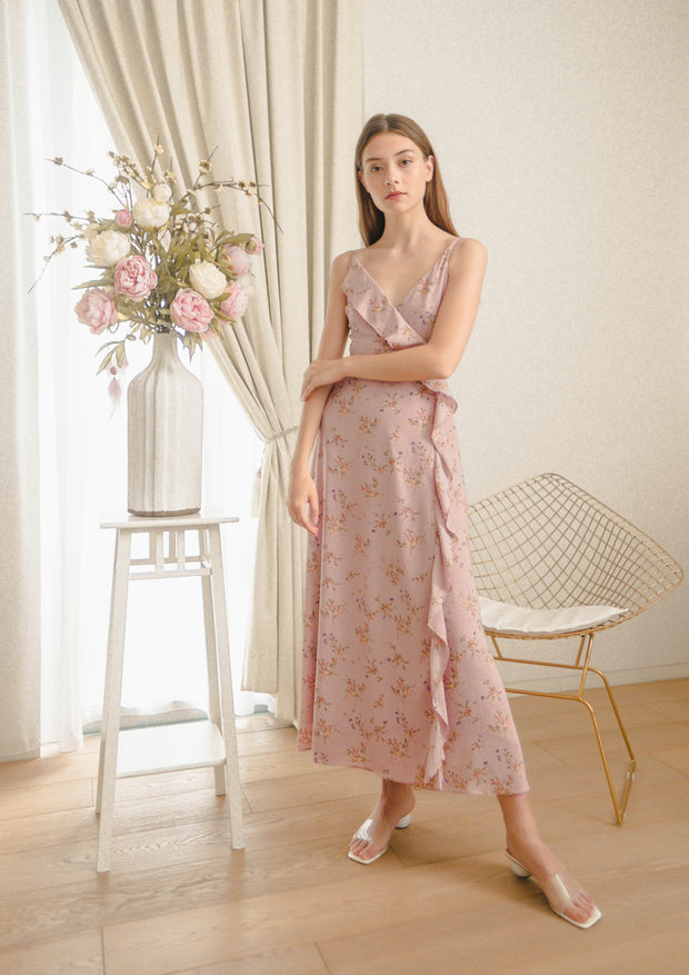 dusty pink floral maxi dress