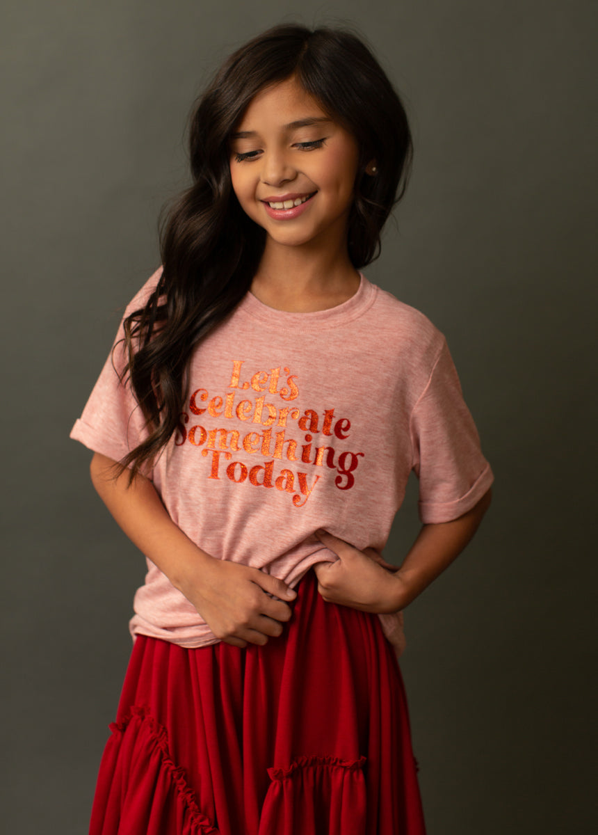 Image of Let's Celebrate Tee in Heather Rose