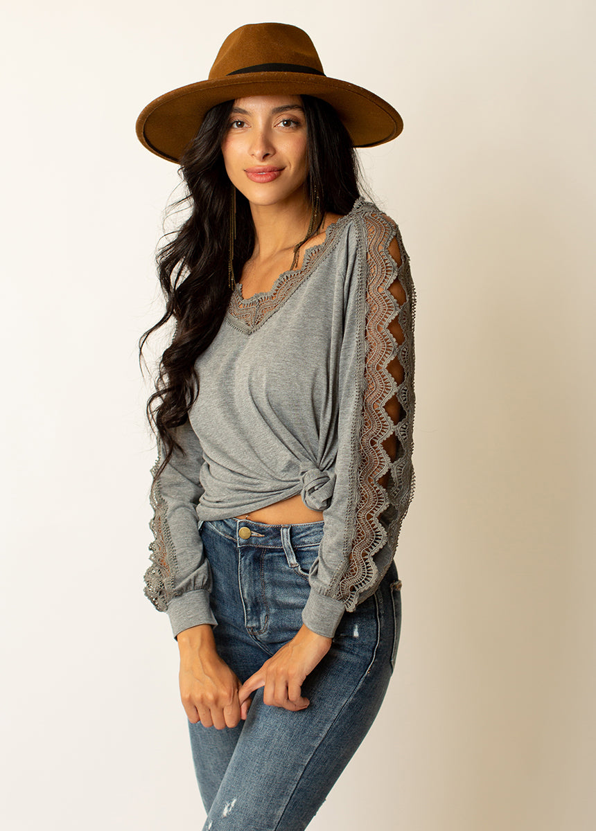 Image of Agatha Top in Heather Gray
