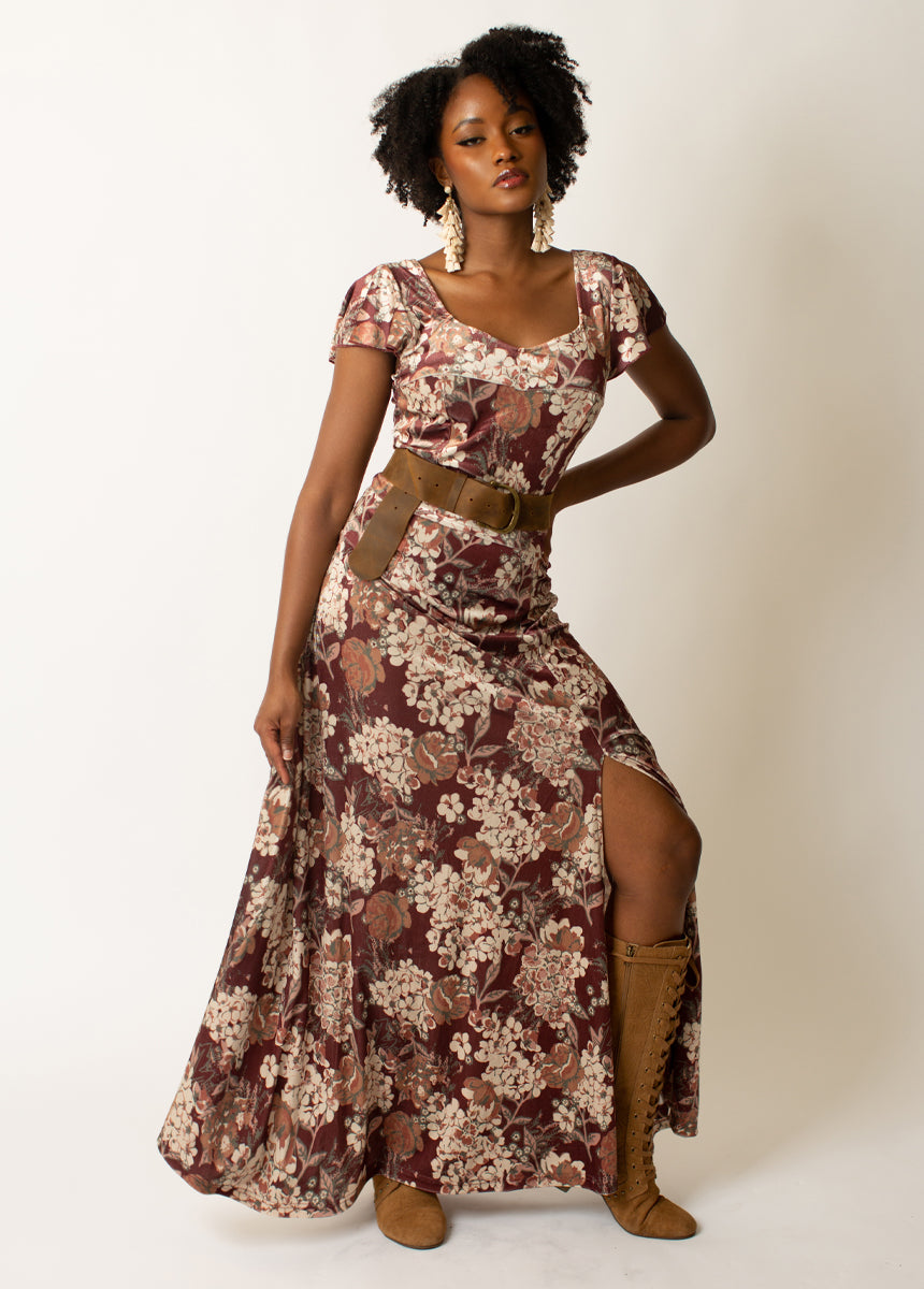 Image of Anastasia Maxi Dress in Currant Floral