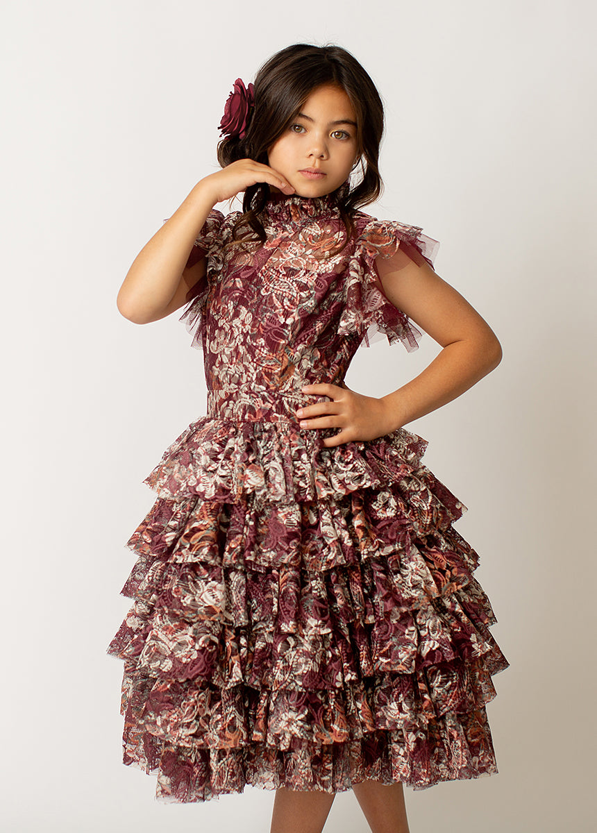 Image of Anouk Petticoat Dress in Currant Floral
