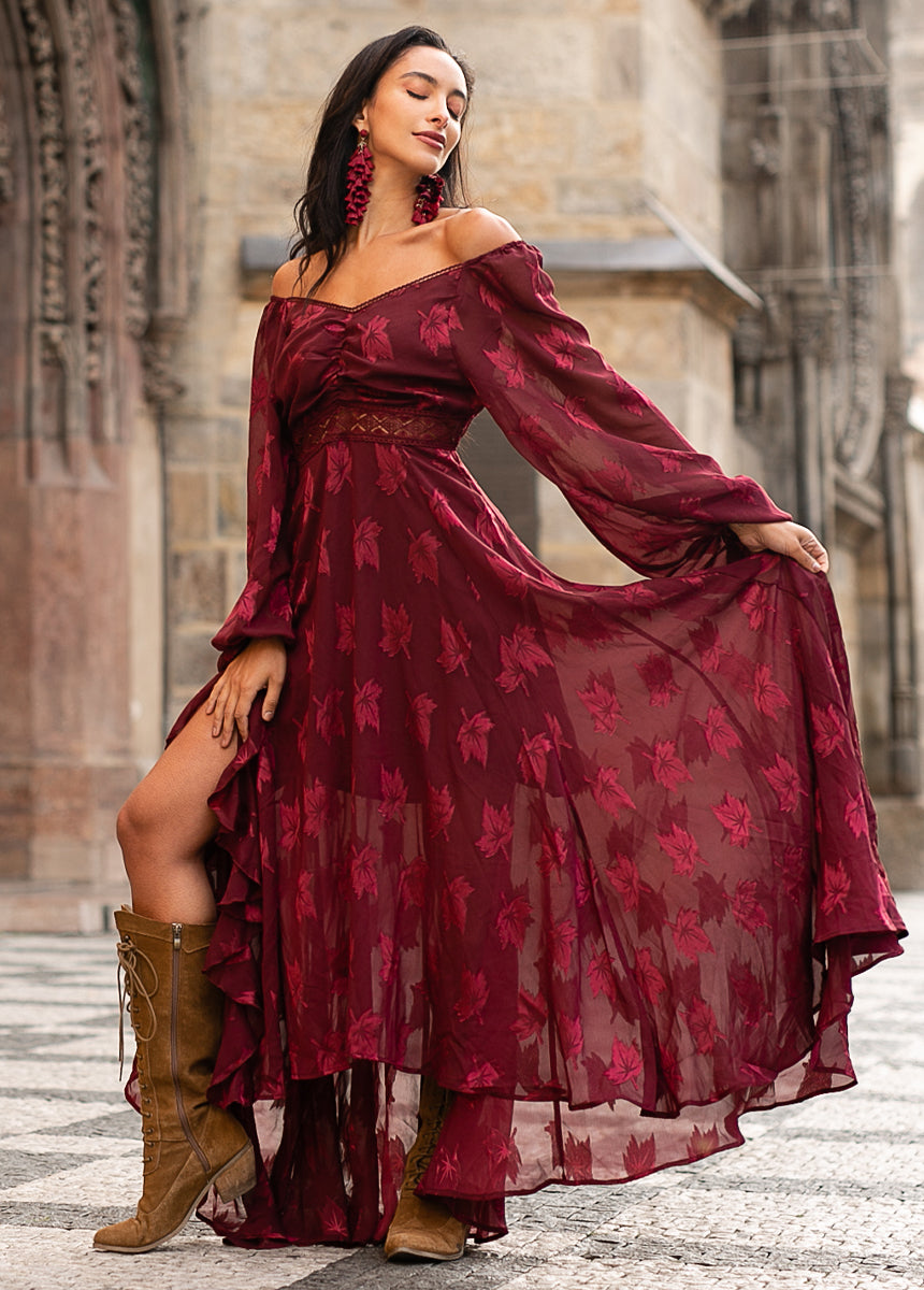 Image of Isabella Dress in Burgundy