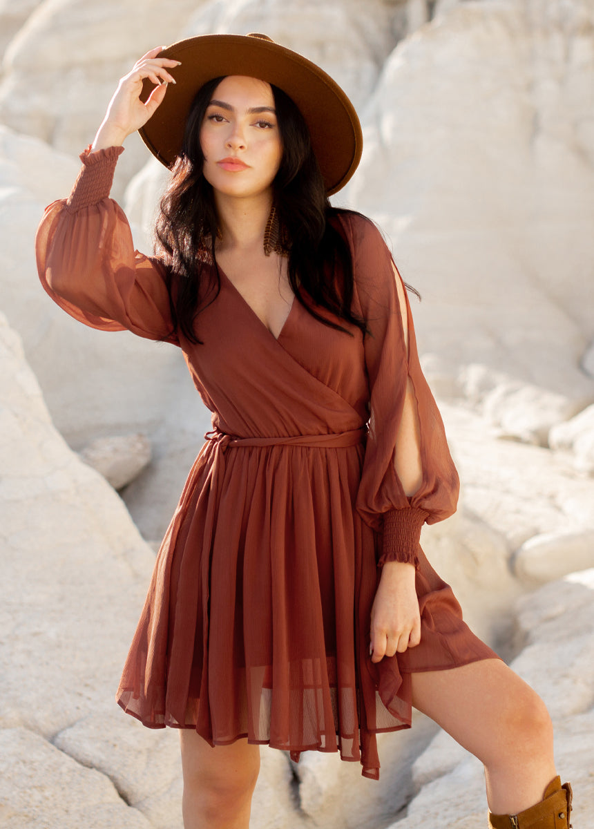 Image of Ani Dress in Rust