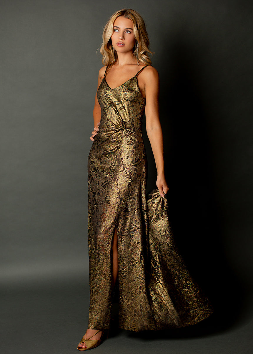 Image of Evangeline Dress in Gold Lace