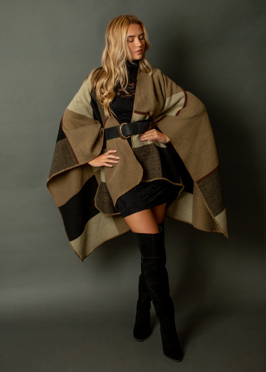 Image of Navina Poncho in Neutral Multi