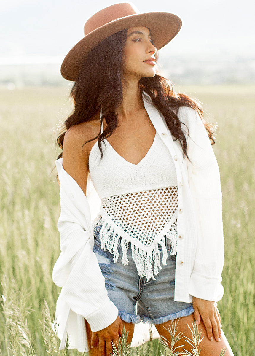 Image of Wrenley Crochet Top in White