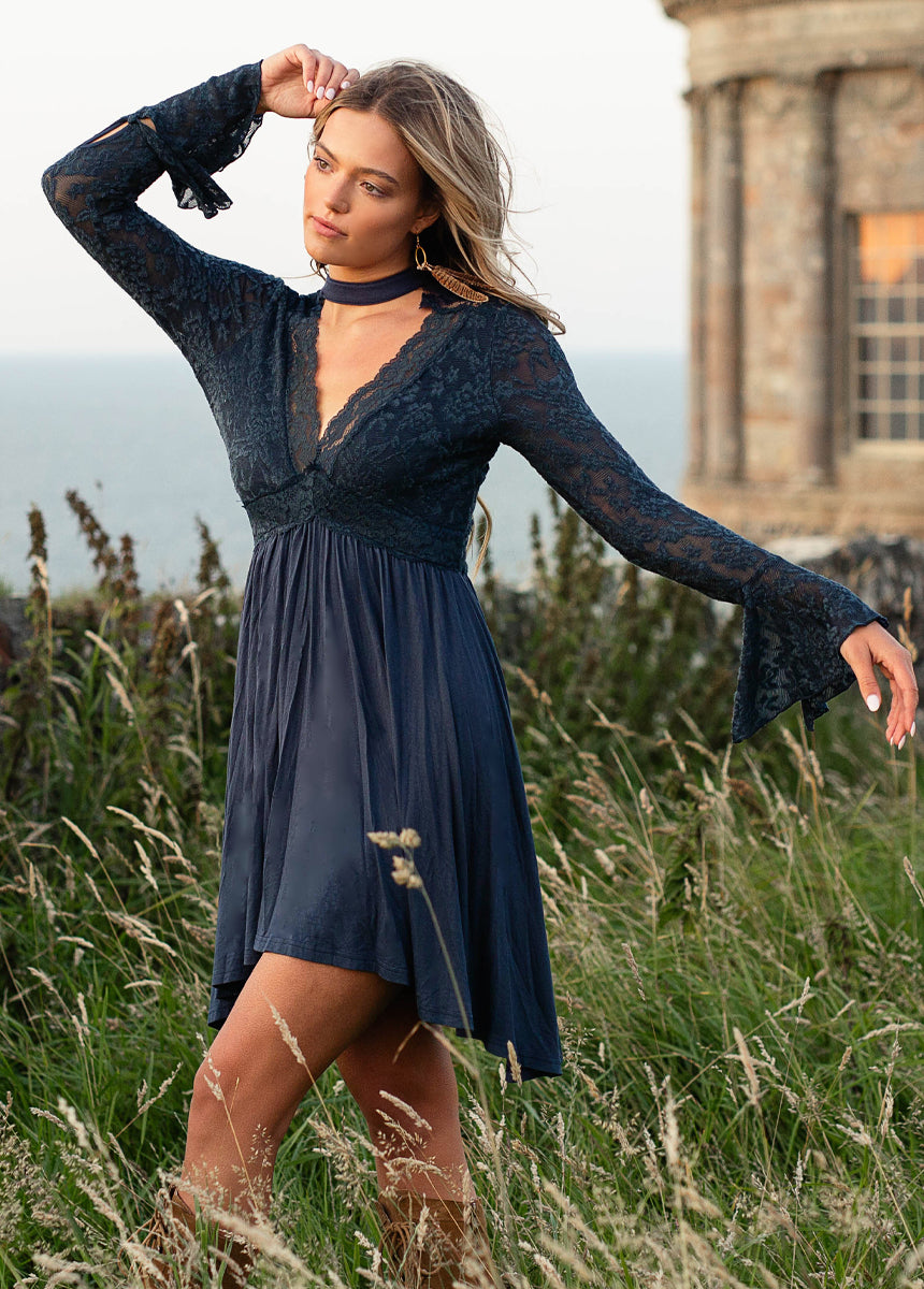 Image of Kandra Dress in Navy