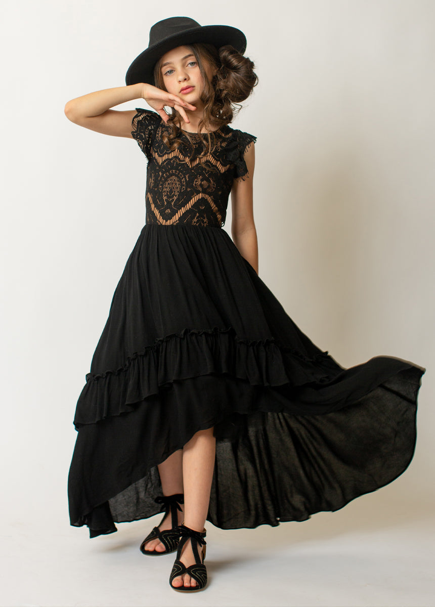 Image of Lacy Petticoat Dress in Black
