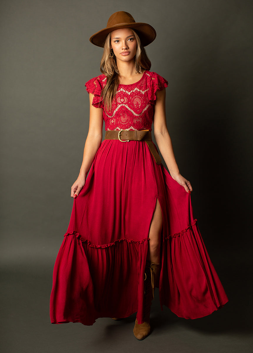 Image of Macienne Dress in Crimson