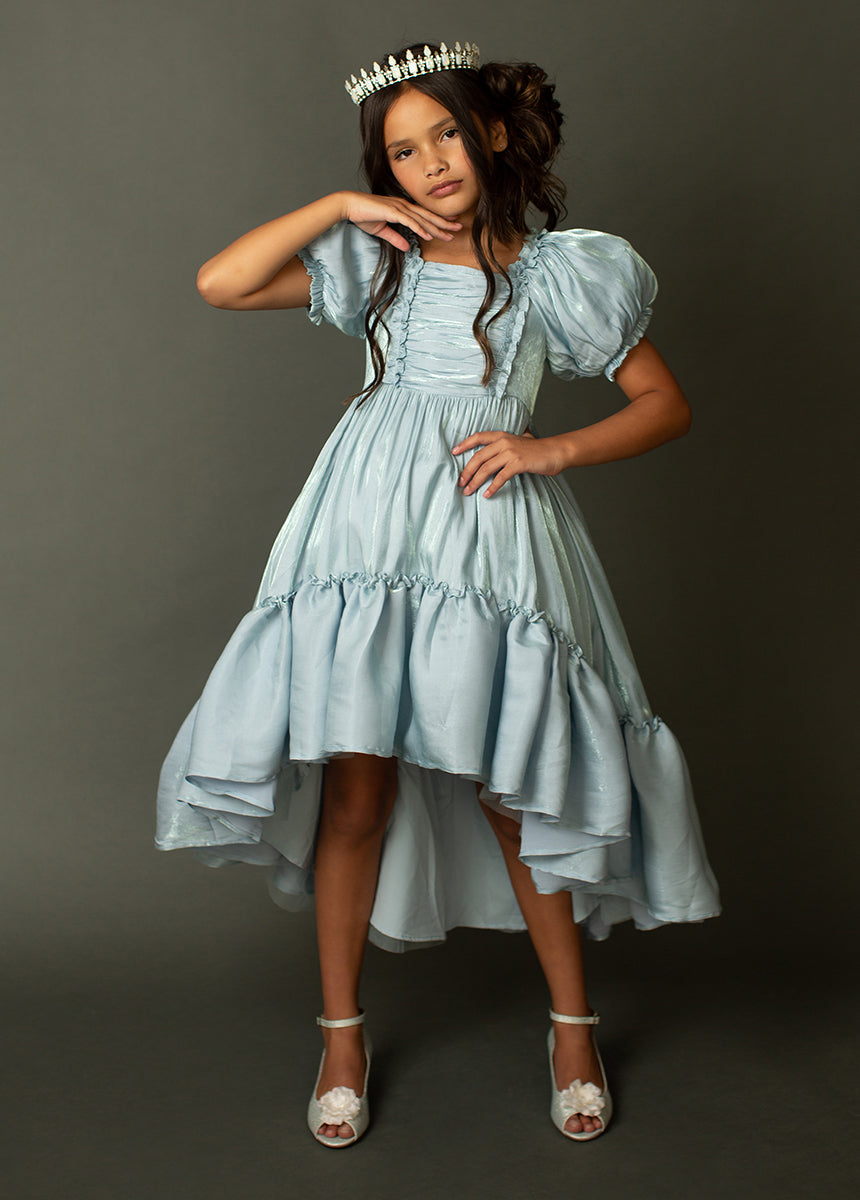 Image of Mathilda Petticoat Dress in Powder Blue Iridescent