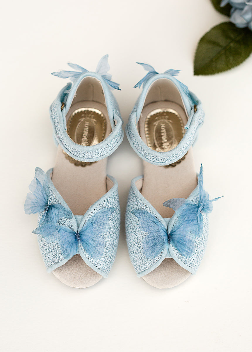 Image of Mercedes Peep Toe Flats in Pale Blue