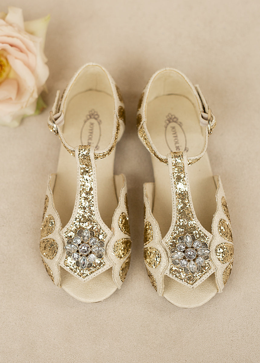 Image of Mari Flower Girl Flat in Gold