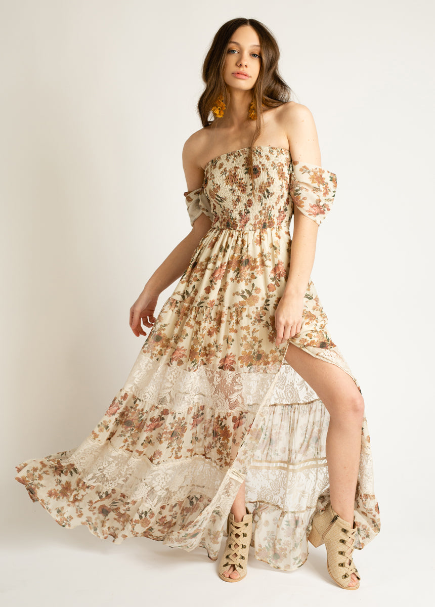 Image of Sirena Dress in Sand Floral