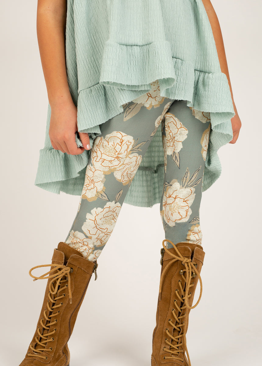 Image of Victoria Legging in Neutral Green Floral