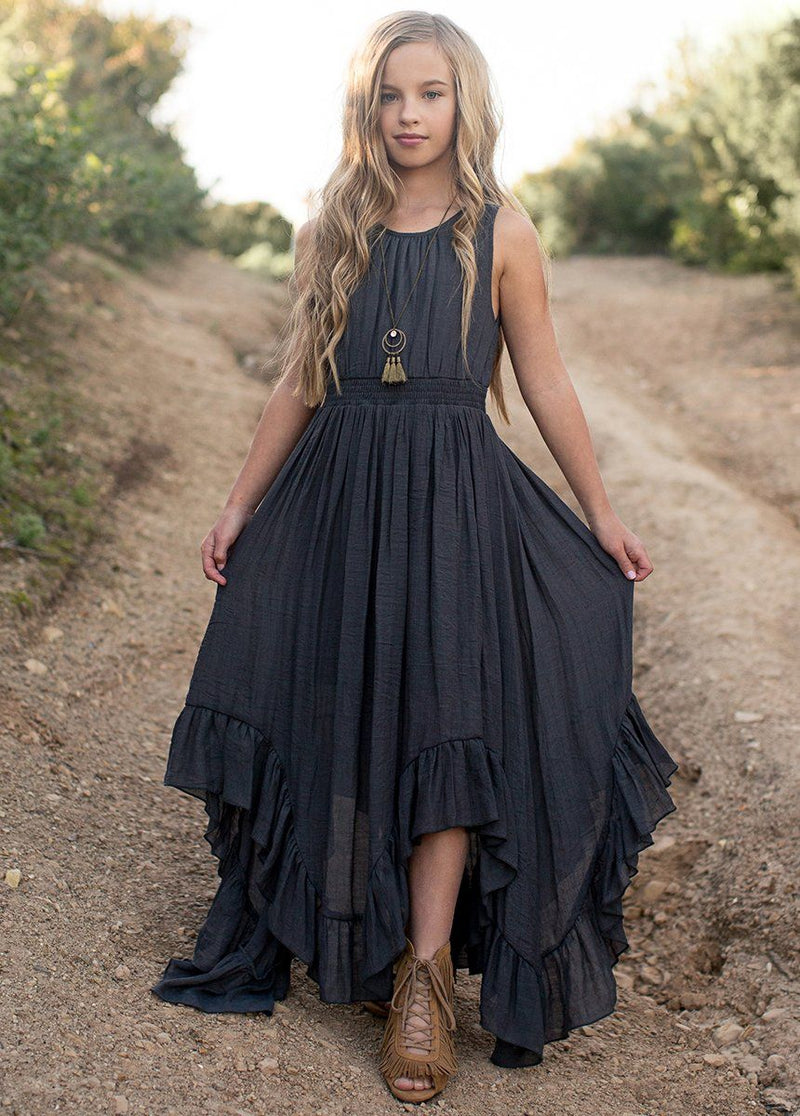 charcoal long dress
