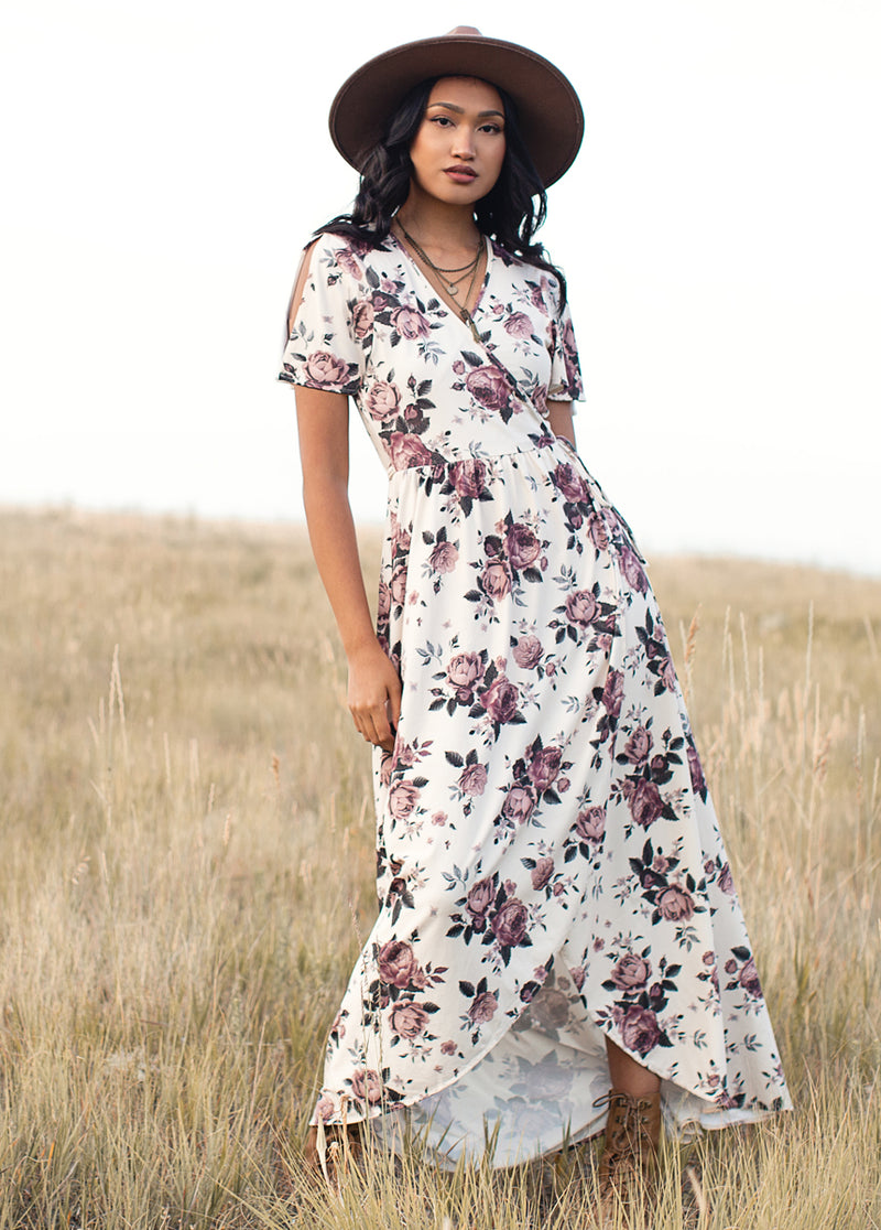 mauve floral dress