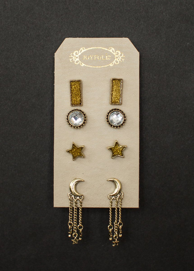 gold stud earring set