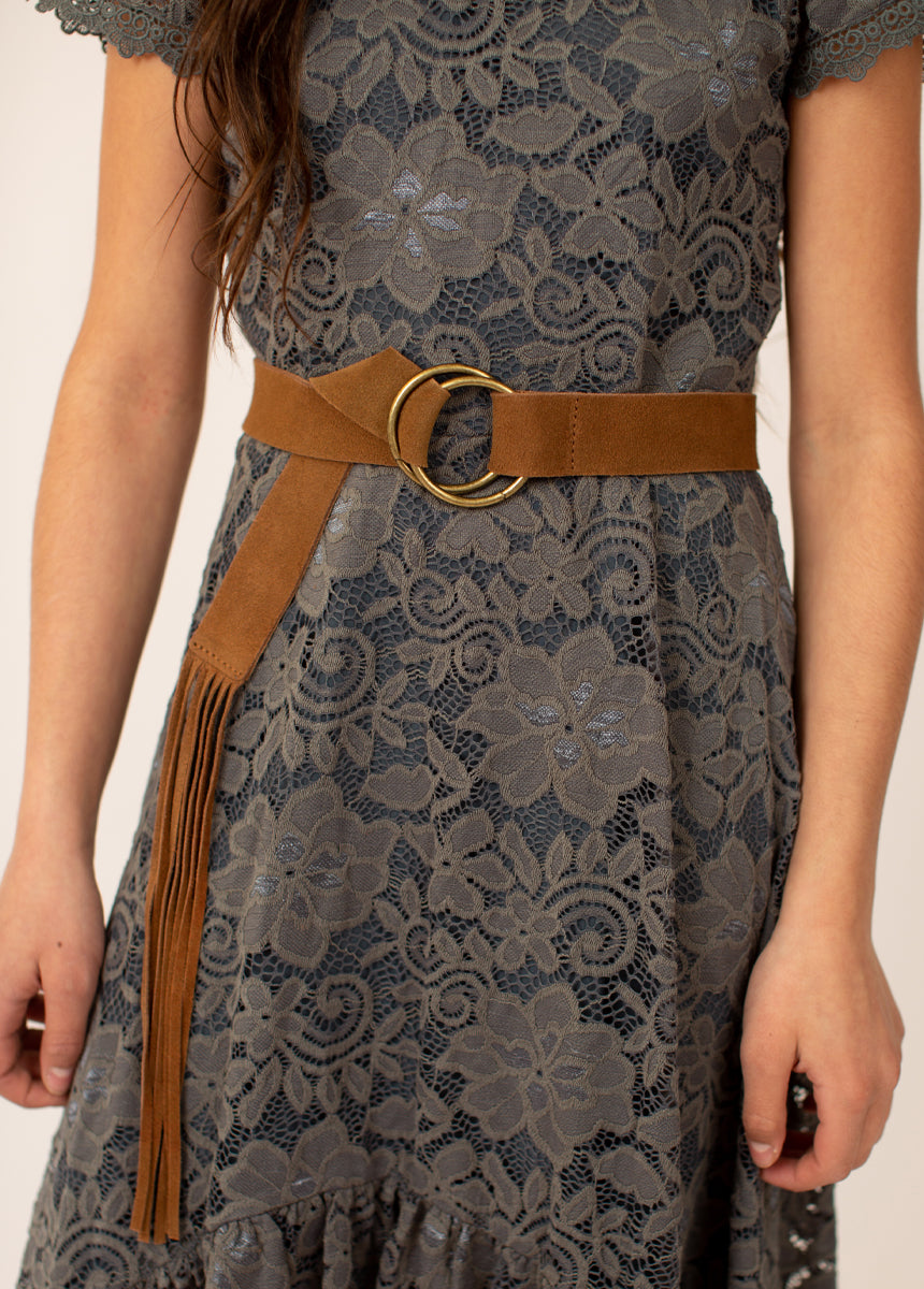 Image of Sara Leather Belt in Nutmeg