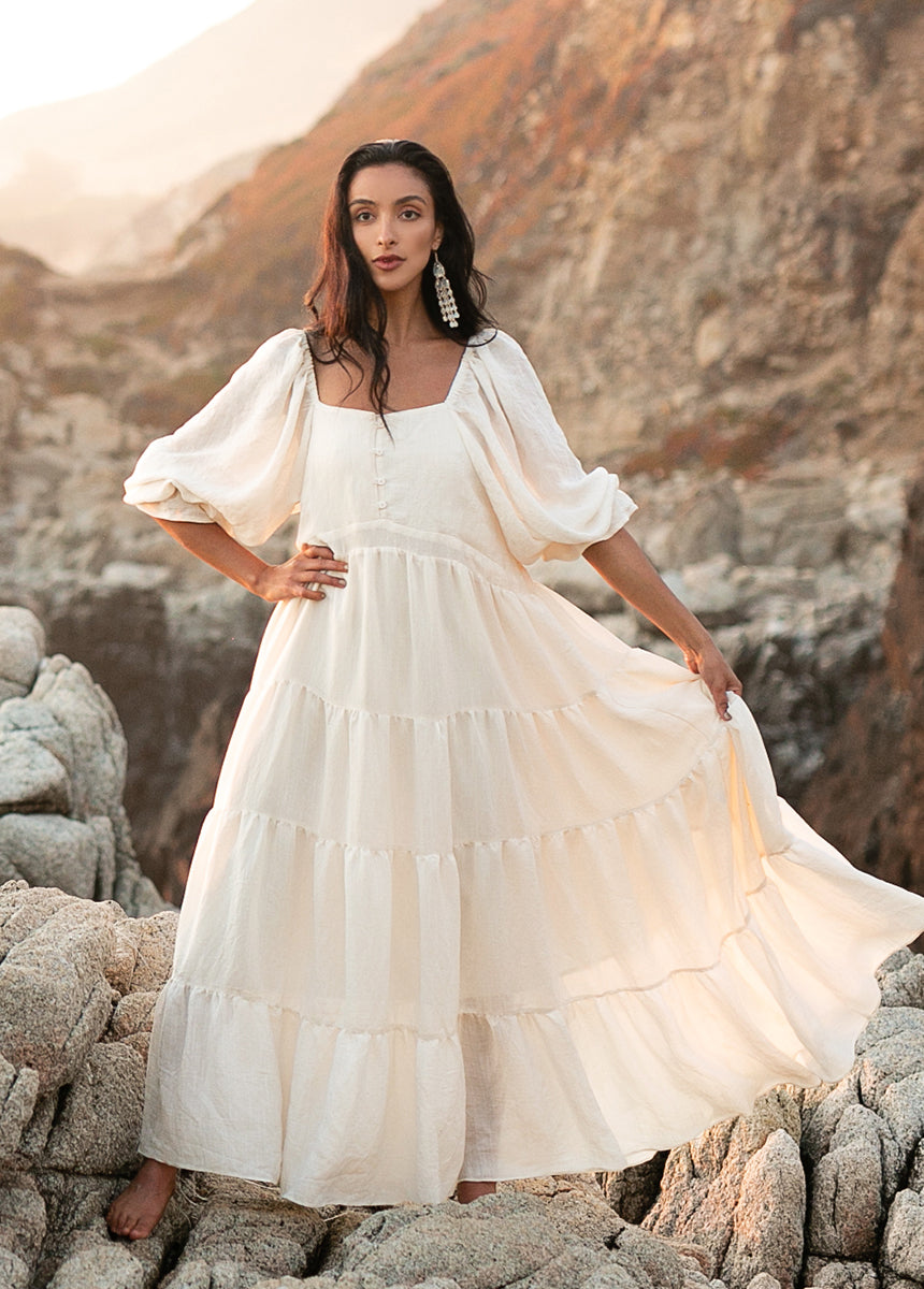 Vintage Sleeve Ruffles Bohemian Maxi Dress