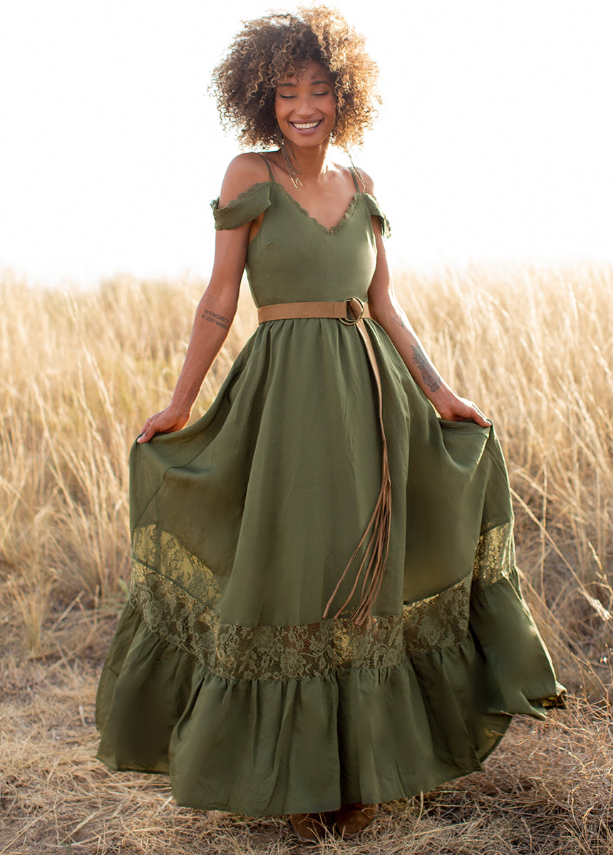 Image of Coral Dress in Olive