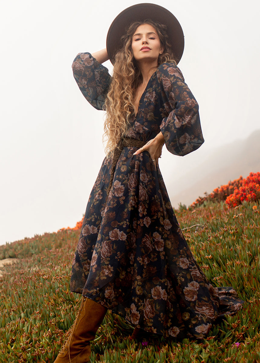 Image of Crystal Dress in Navy Floral
