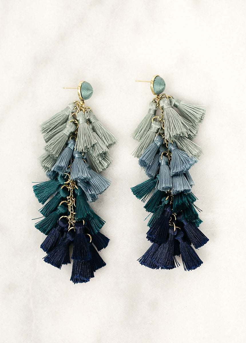 Image of Ibiza Earrings in Seaglass & Navy Ombre