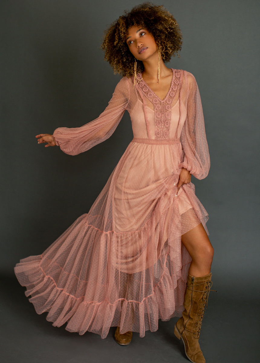 Echo Maxi Dress in Mauve - $64.00 | Joyfolie Pre-Loved