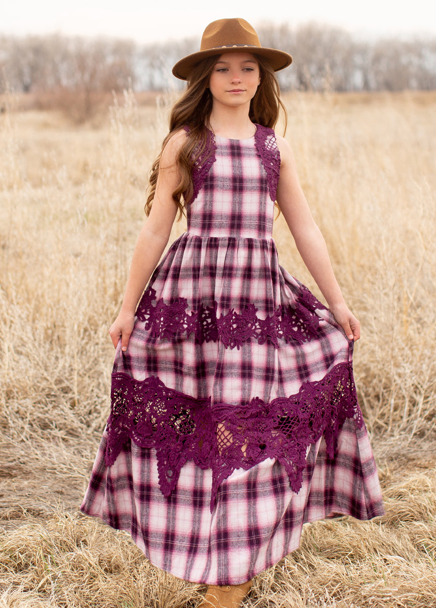 Reign Petticoat Dress in Lavender Plaid - Joyfolie