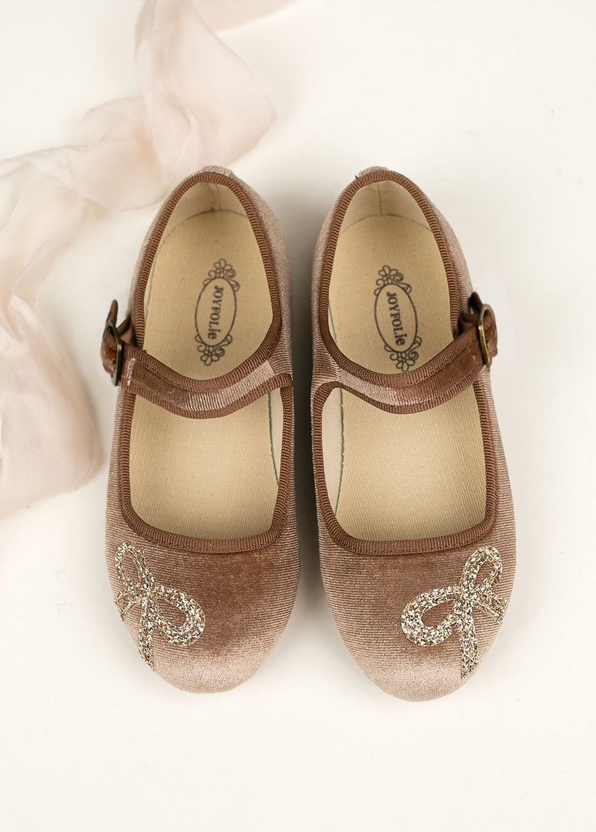Image of Mary Jane Bow Flat in Tarnished Gold