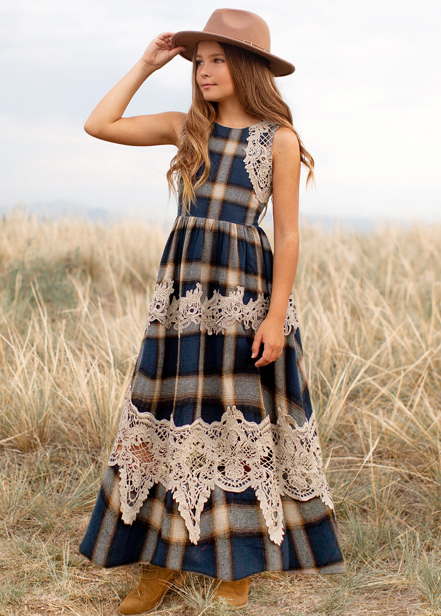 Image of Londra Dress in Navy Plaid