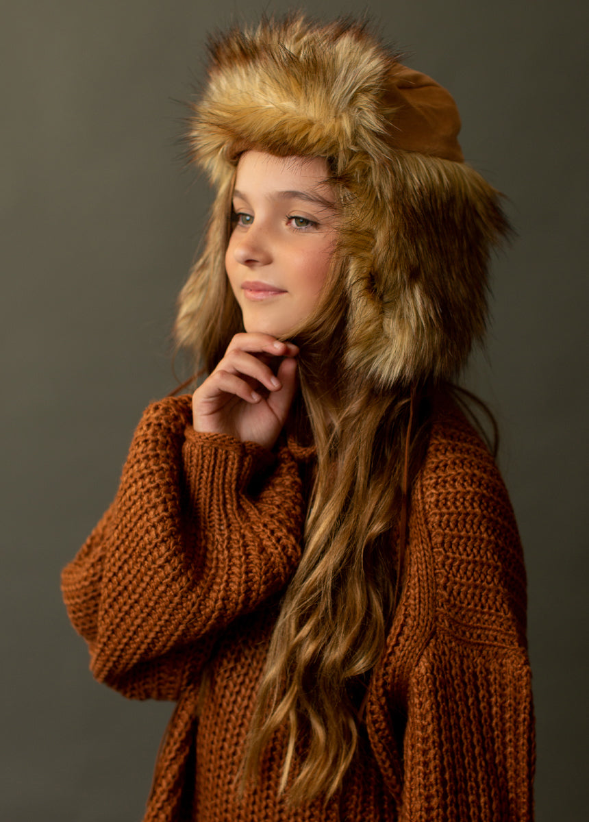 Image of Aria Fur Hat in Brown