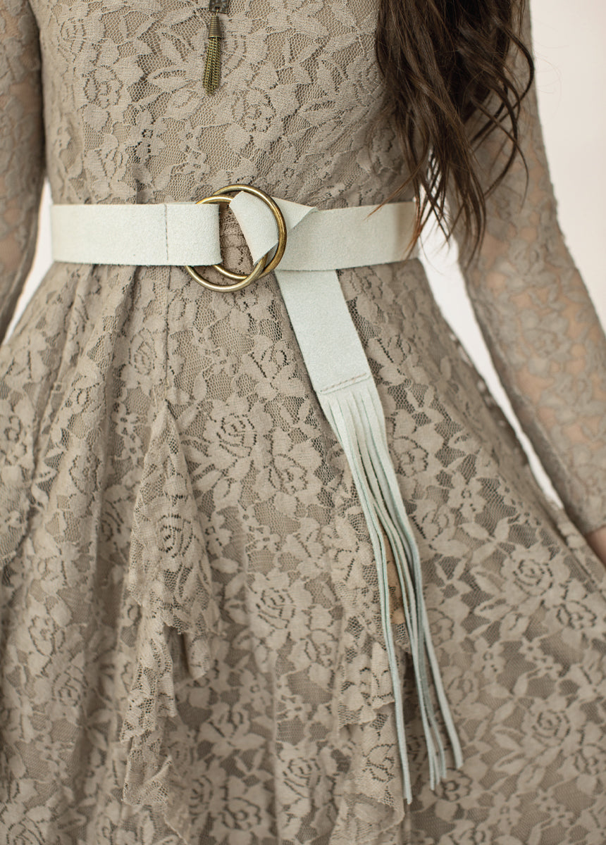 Image of Sara Leather Belt in Ecru