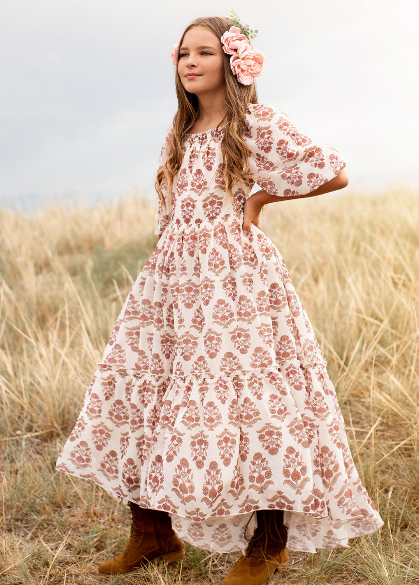 Image of Kandice Dress in Cream Block Print