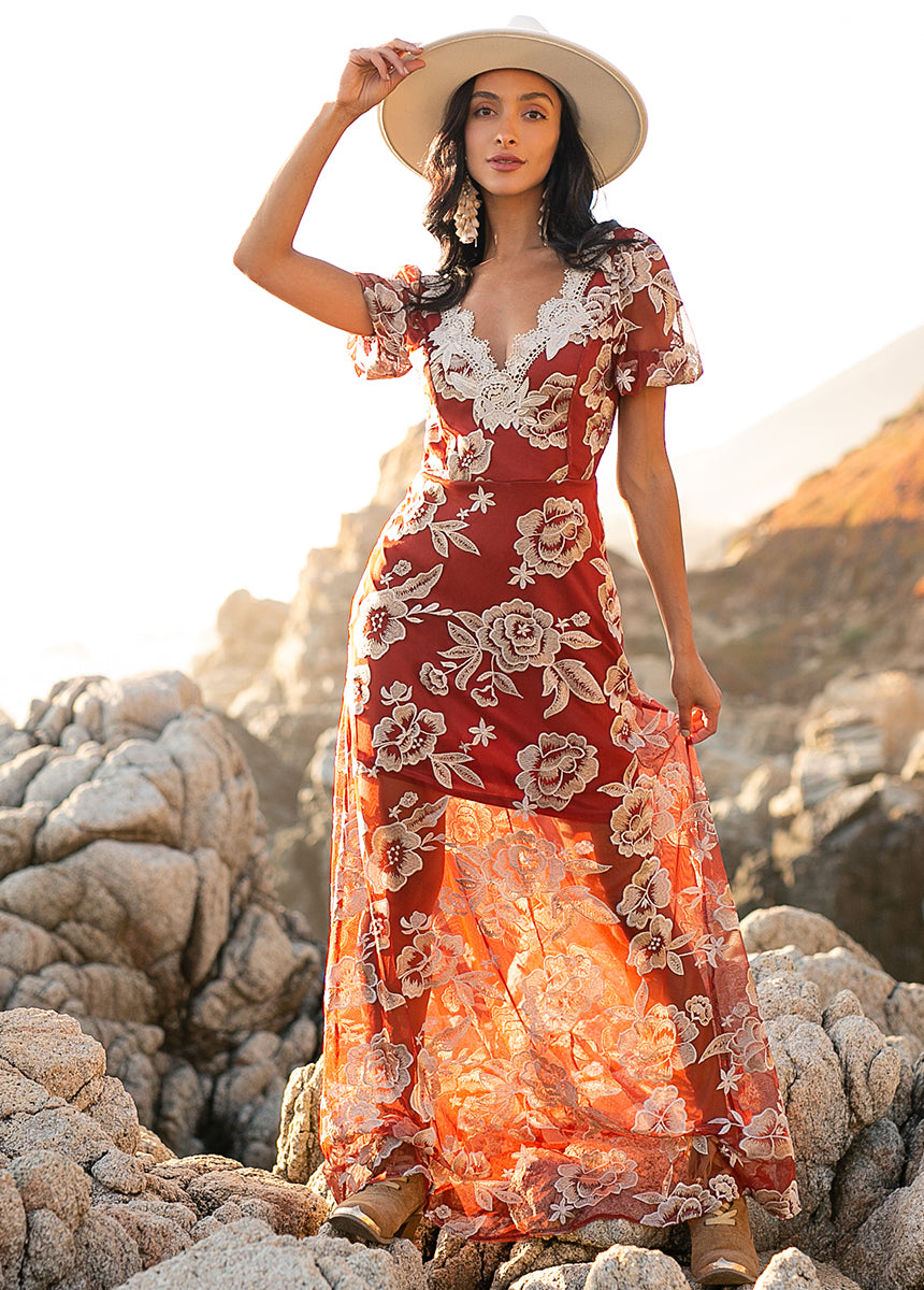 Image of Valencia Dress in Cinnamon