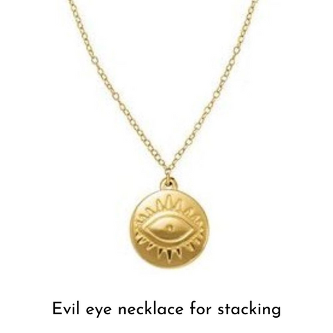 PVD Gold stainless steel evil eye necklace