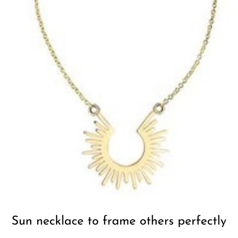 PVD gold stainless steel sun necklace