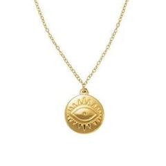 Gold PVD Stainless Steel Evil Eye Necklace