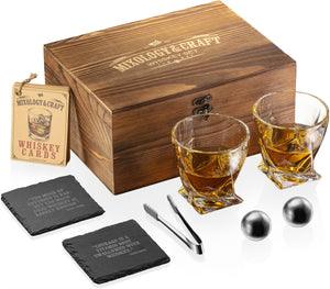 Custom Bullet Whiskey Stones & Tactical Knife Set for Whiskey Bourbon Scotch Lovers - Home Wet Bar