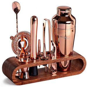 Rose Gold Bartender Kit with Bamboo Stand
