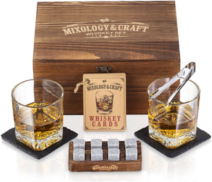 Whiskey Glass Set Whiskey Stones Gift Set for Men, Rustic Wooden Crate –  modernmanshopco