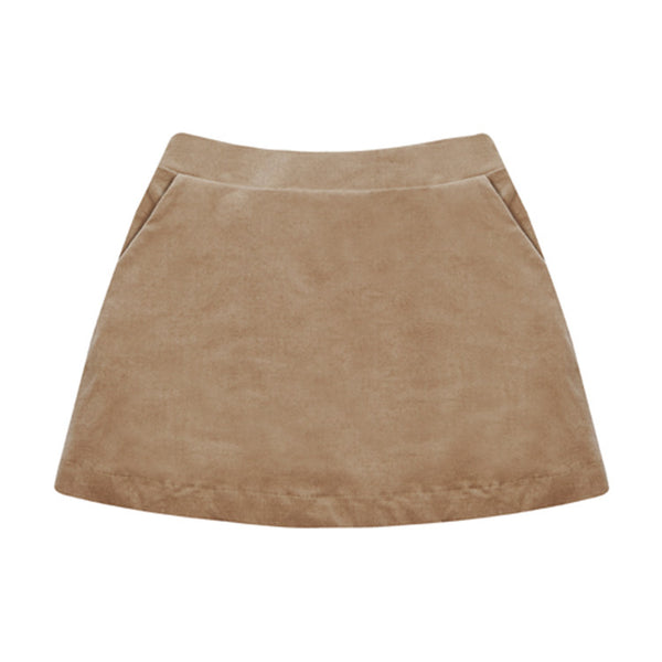 Velvet A-line skirt in sand