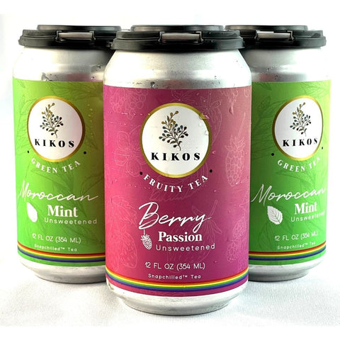 Kikos' nitro cold berry and mint tea, snapchilled and unsweetened