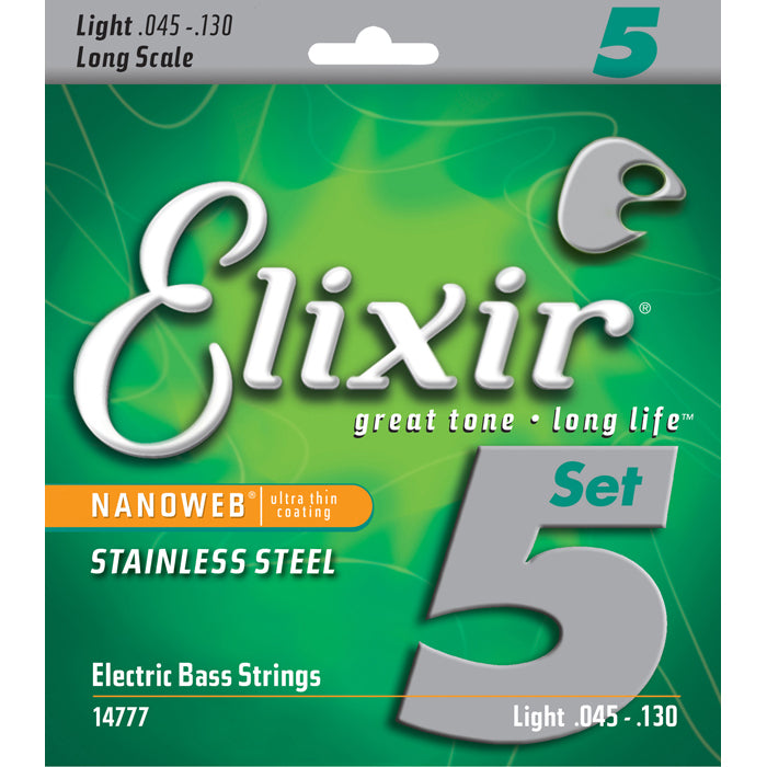 elixir stainless steel bass strings 5